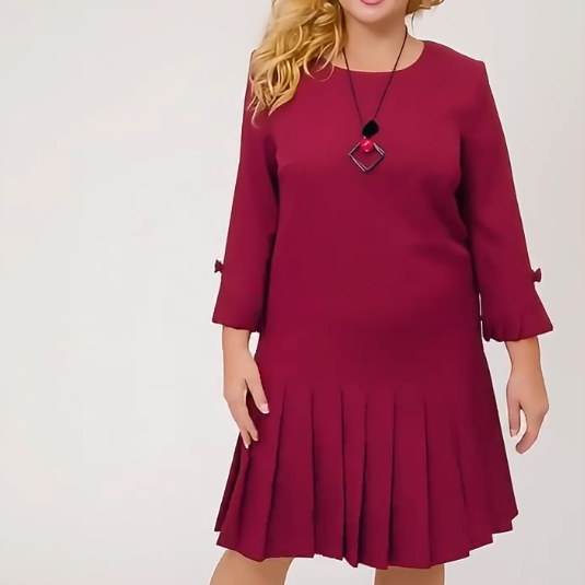 Robe Décontractée à Col Rond avec Ourlet Plissé pour Femmes