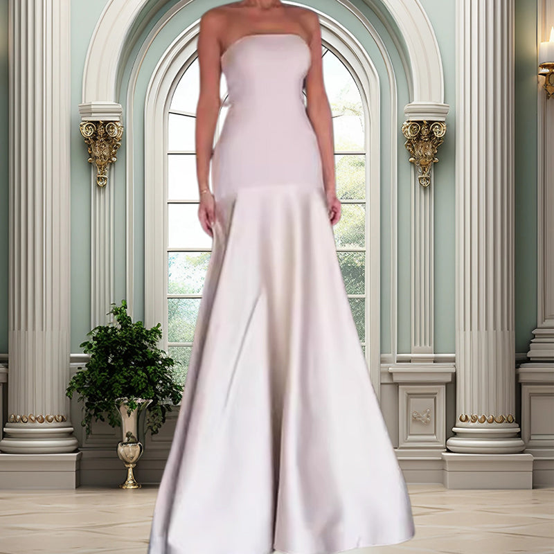 💃Elégante robe longue épaules nues en A-ligne