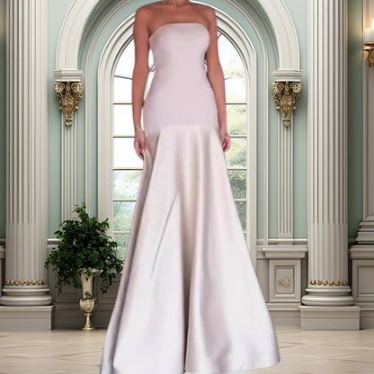 💃Elégante robe longue épaules nues en A-ligne
