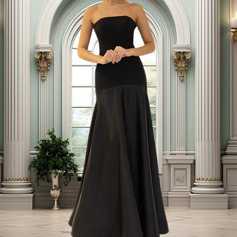 💃Elégante robe longue épaules nues en A-ligne