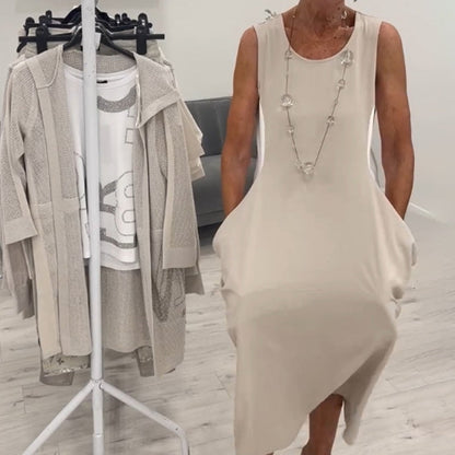 Robe simple sans manches avec poches👗🌞