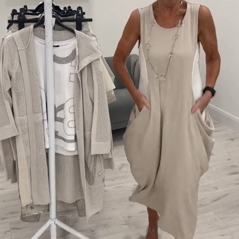 Robe simple sans manches avec poches👗🌞