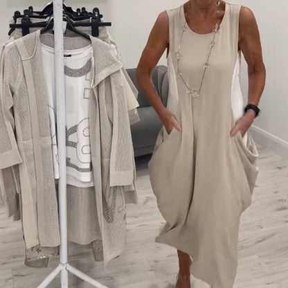 Robe simple sans manches avec poches👗🌞