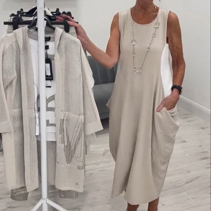 Robe simple sans manches avec poches👗🌞