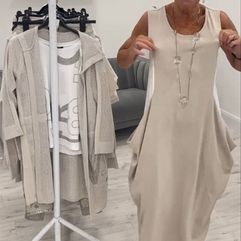 Robe simple sans manches avec poches👗🌞