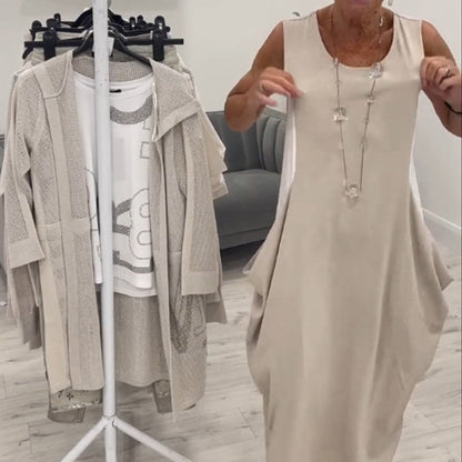 Robe simple sans manches avec poches👗🌞