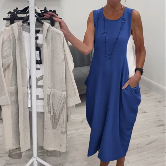 Robe simple sans manches avec poches👗🌞