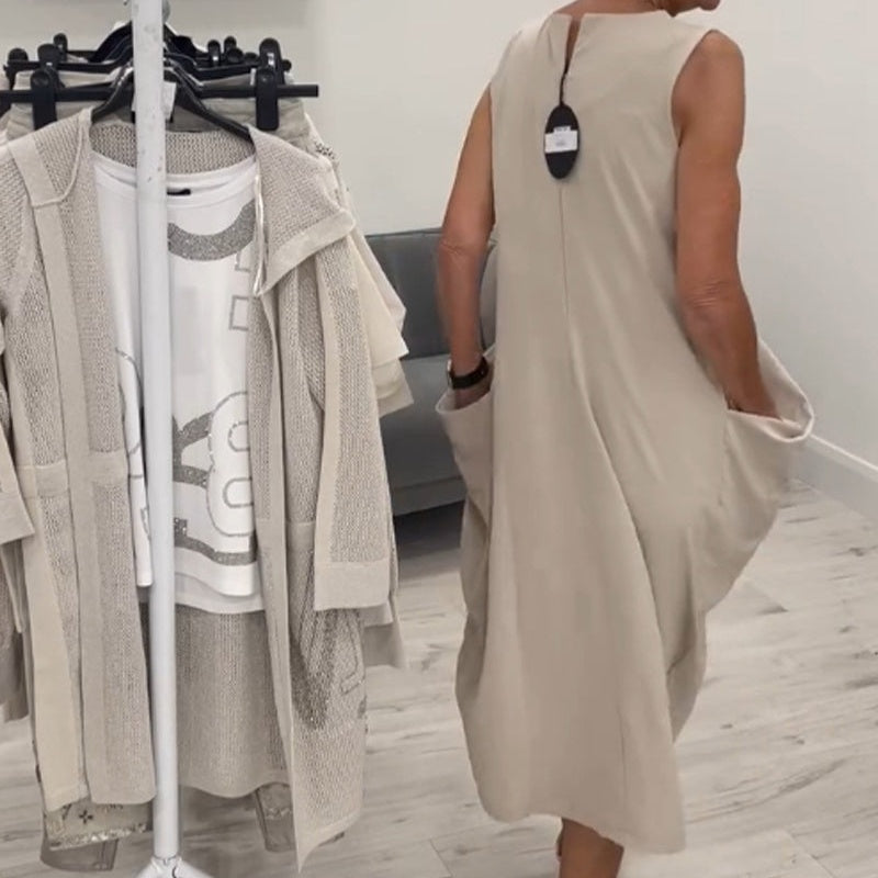 Robe simple sans manches avec poches👗🌞