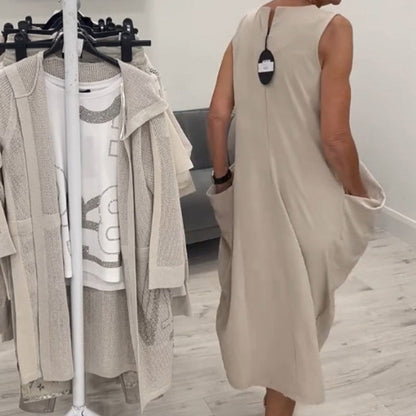 Robe simple sans manches avec poches👗🌞
