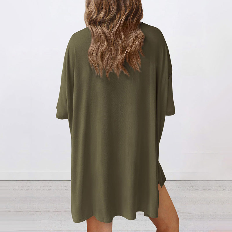 ⏳Durée limitée -50 %💥Ensemble deux pièces ample, tendance, de couleur unie, décontracté avec manches courtes et short