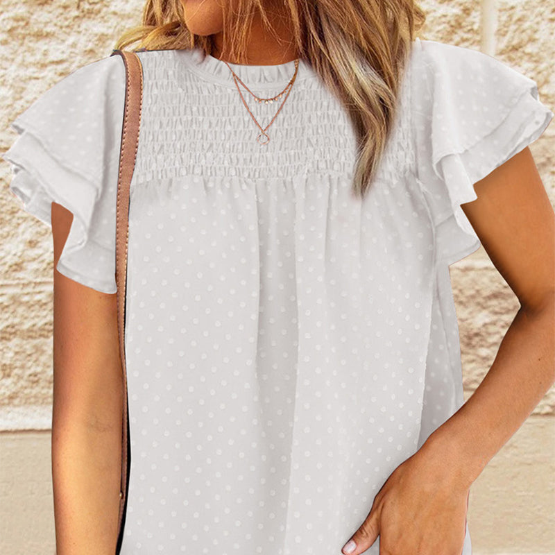 Top à pois élégant et décontracté pour femme