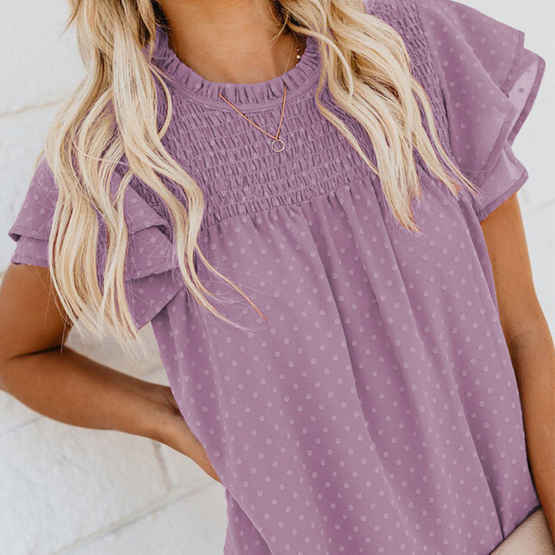 Top à pois élégant et décontracté pour femme