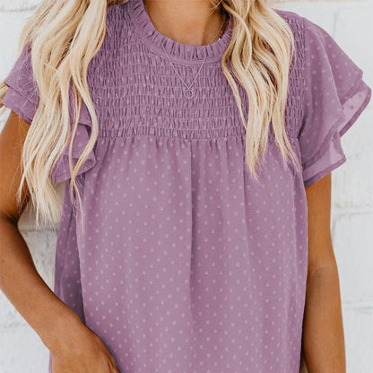 Top à pois élégant et décontracté pour femme