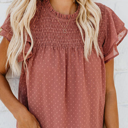 Top à pois élégant et décontracté pour femme